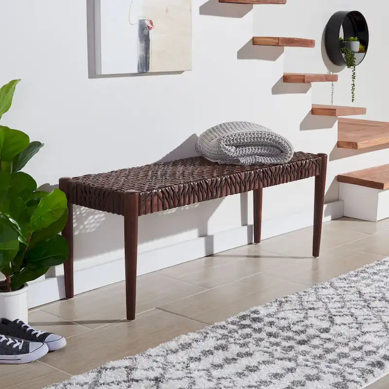 Banc en cuir – 47 L x 16 P x 19 H – 47Lx16Px19H