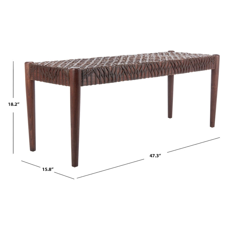 Banc en cuir – 47 L x 16 P x 19 H – 47Lx16Px19H
