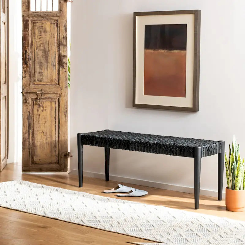 Banc en cuir – 47 L x 16 P x 19 H – 47Lx16Px19H