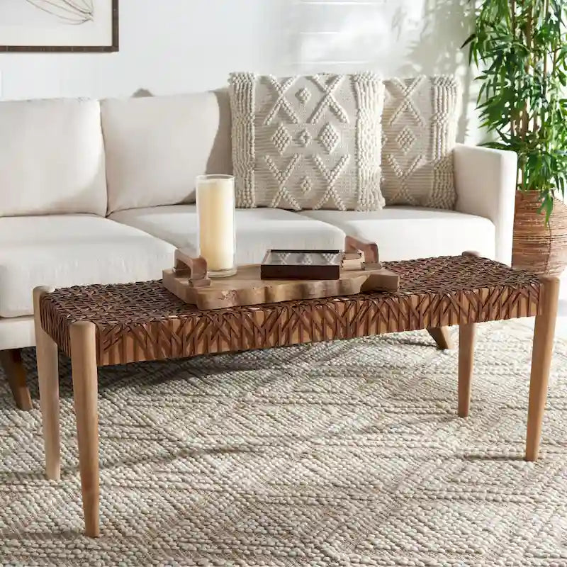 Banc en cuir – 47 L x 16 P x 19 H – 47Lx16Px19H