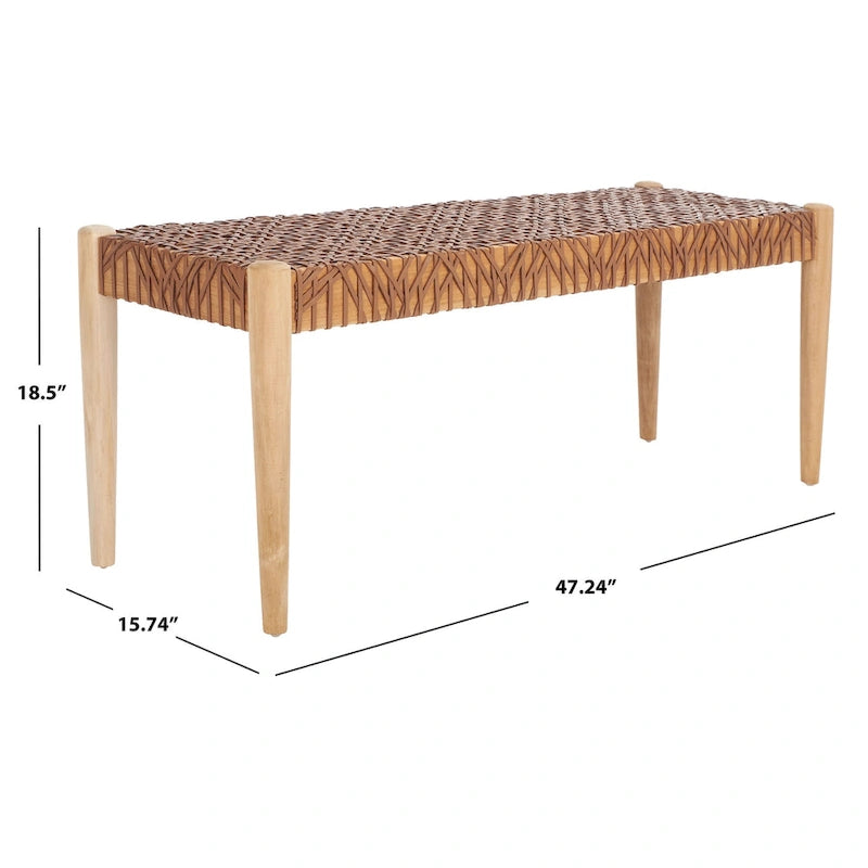 Banc en cuir – 47 L x 16 P x 19 H – 47Lx16Px19H