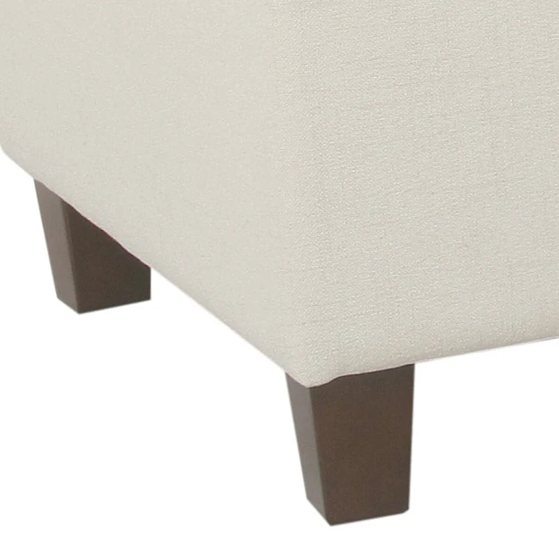 Banc en bois capitonné en tissu avec rangement à charnières, blanc et marron