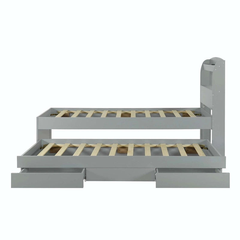 Lit plateforme Twin XL avec tête de lit LED et lit gigogne Twin