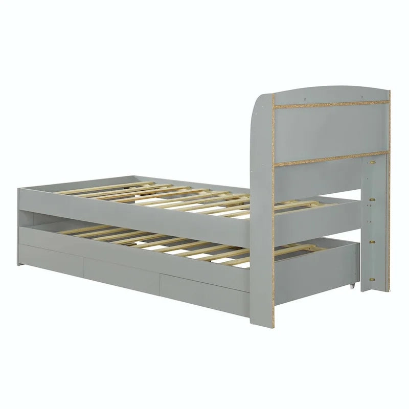Lit plateforme Twin XL avec tête de lit LED et lit gigogne Twin