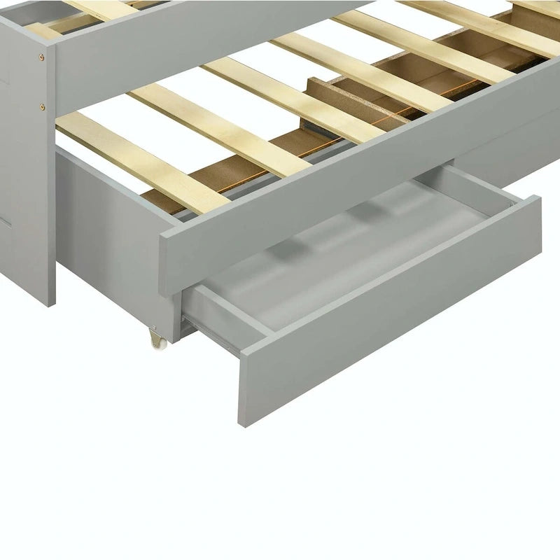 Lit plateforme Twin XL avec tête de lit LED et lit gigogne Twin