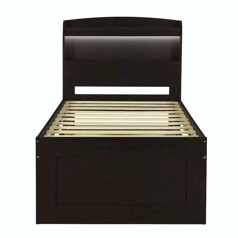 Lit plateforme Twin XL avec tête de lit LED et lit gigogne Twin
