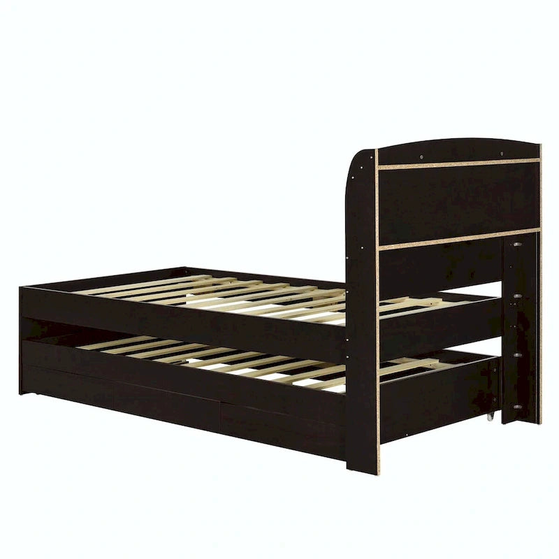 Lit plateforme Twin XL avec tête de lit LED et lit gigogne Twin