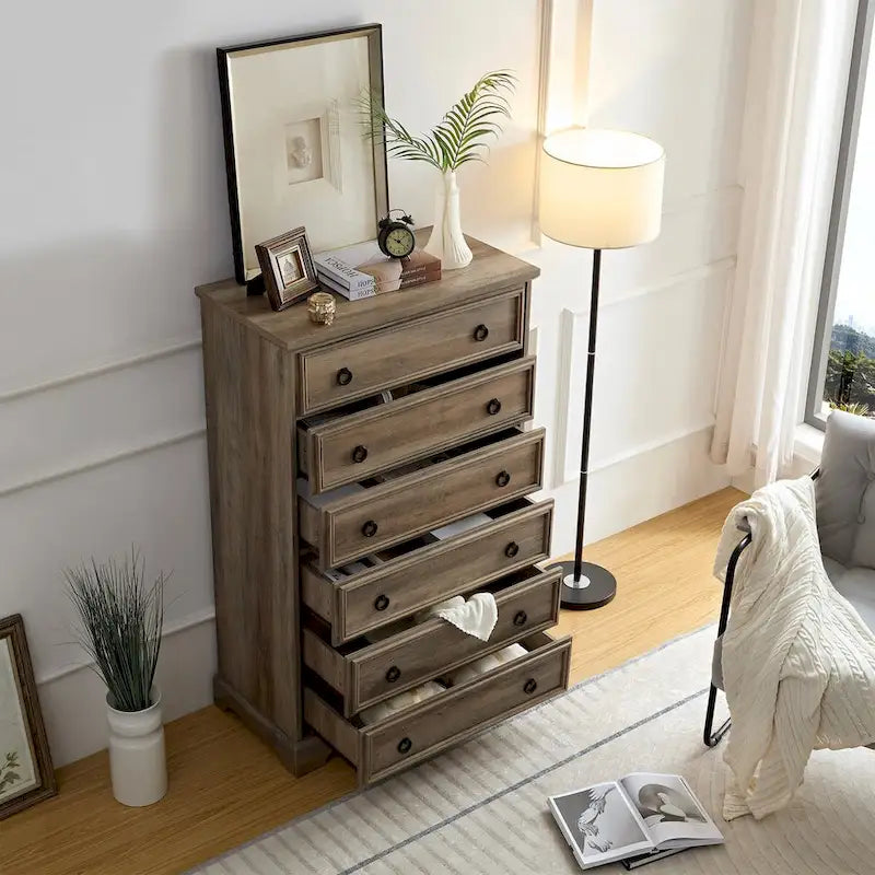 Commode armoire haute 6 tiroirs au design moderne