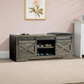 Banc de rangement en bois de style ferme vintage avec portes coulissantes