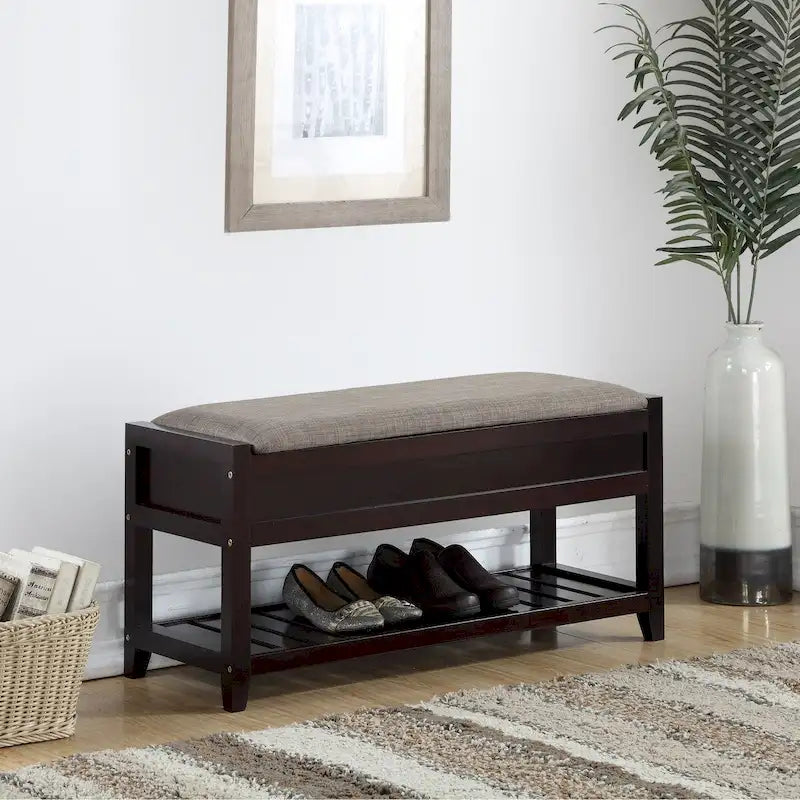 Banc d'entrée en bois avec rangement à chaussures
