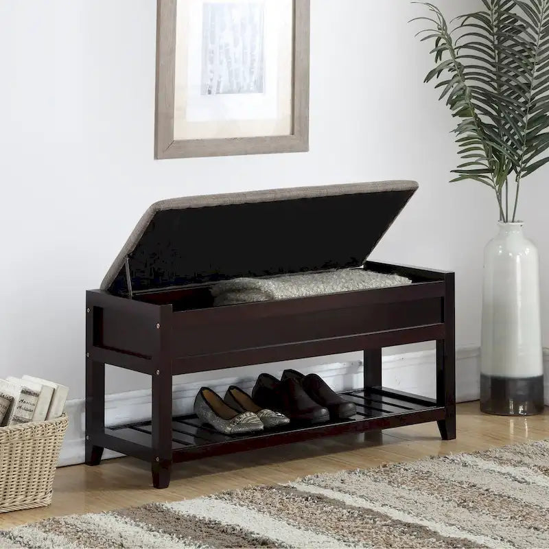 Banc d'entrée en bois avec rangement à chaussures