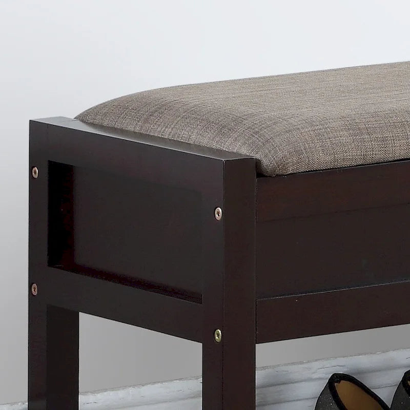 Banc d'entrée en bois avec rangement à chaussures