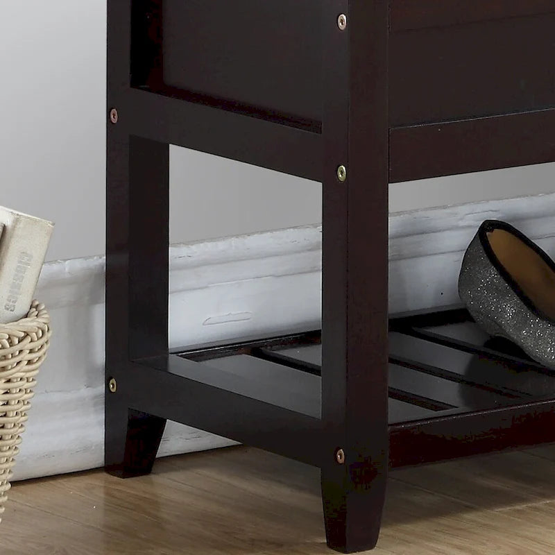 Banc d'entrée en bois avec rangement à chaussures