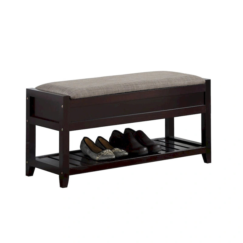 Banc d'entrée en bois avec rangement à chaussures