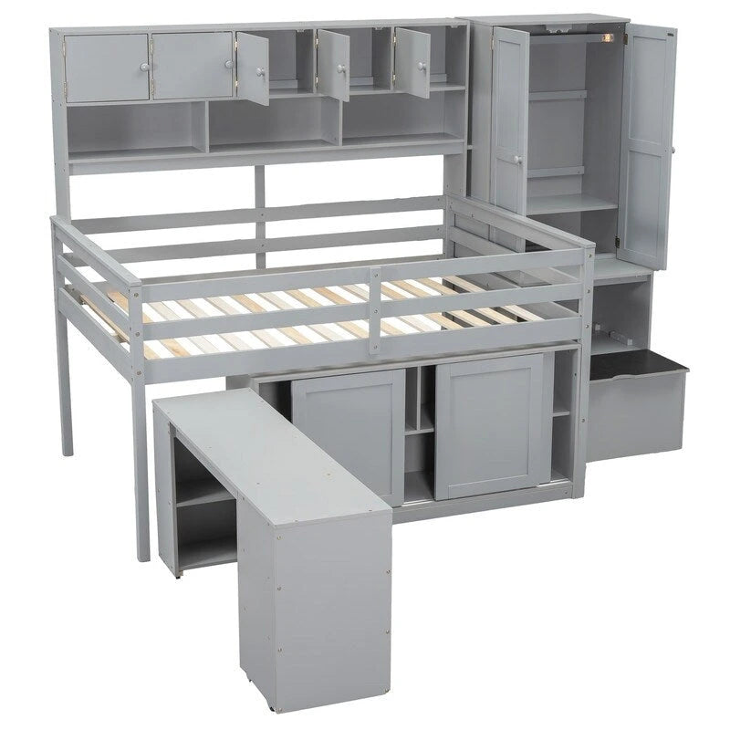 Lit mezzanine en bois pleine grandeur