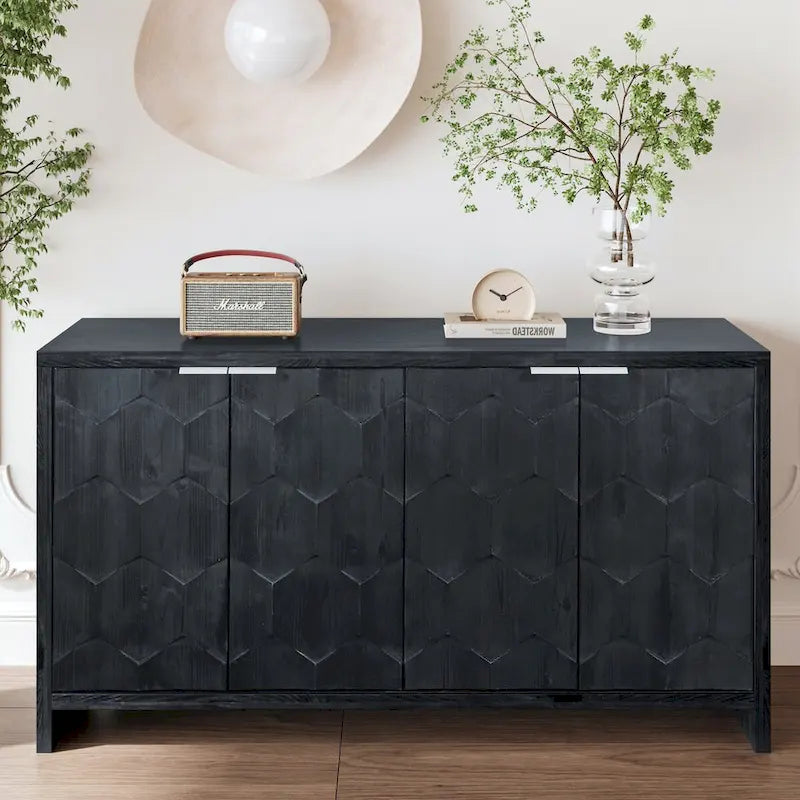 Armoire d'appoint style ferme, meuble en bois, buffet.