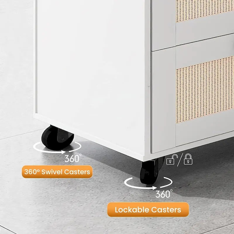 Meuble de rangement à tiroirs avec serrure, armoire de rangement mobile, classeur latéral pour bureau à domicile avec étagères de rangement ouvertes