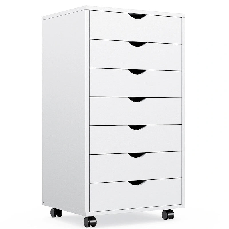 Commode à 7 tiroirs – Armoires de rangement avec roues Commodes en bois