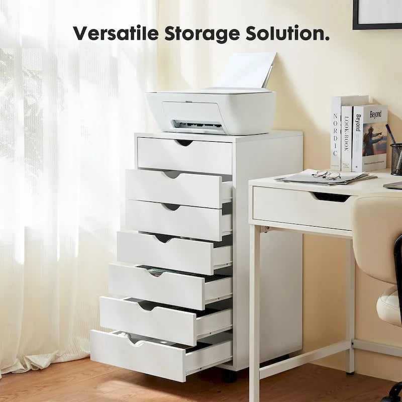 Commode à 7 tiroirs – Armoires de rangement avec roues Commodes en bois