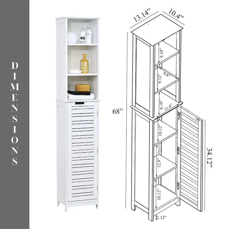 Meuble de rangement haut de salle de bain, colonne de salle de bain étroite – 35,2 cm (L) x 26,4 cm (l) x 172,7 cm (H)