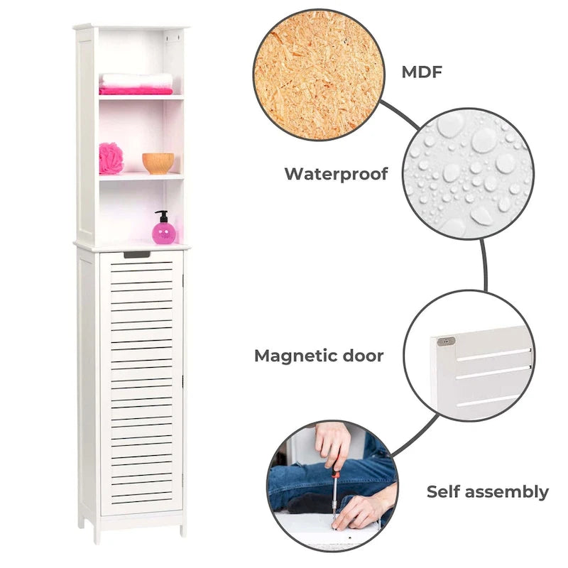 Meuble de rangement haut de salle de bain, colonne de salle de bain étroite – 35,2 cm (L) x 26,4 cm (l) x 172,7 cm (H)