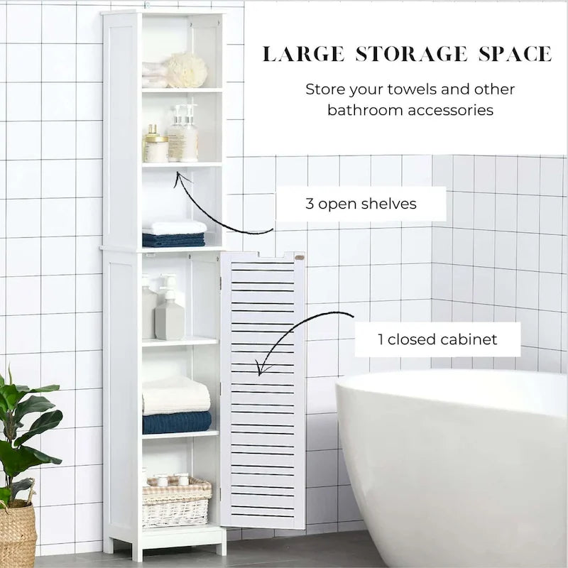 Meuble de rangement haut de salle de bain, colonne de salle de bain étroite – 35,2 cm (L) x 26,4 cm (l) x 172,7 cm (H)