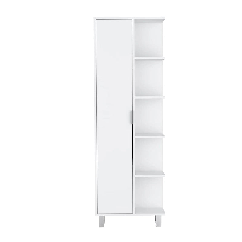Meuble de salle de bain de 160 cm de hauteur en lin avec quatre étagères ouvertes