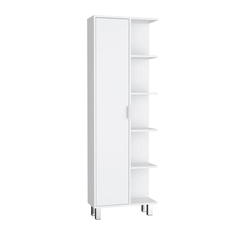 Meuble de salle de bain de 160 cm de hauteur en lin avec quatre étagères ouvertes