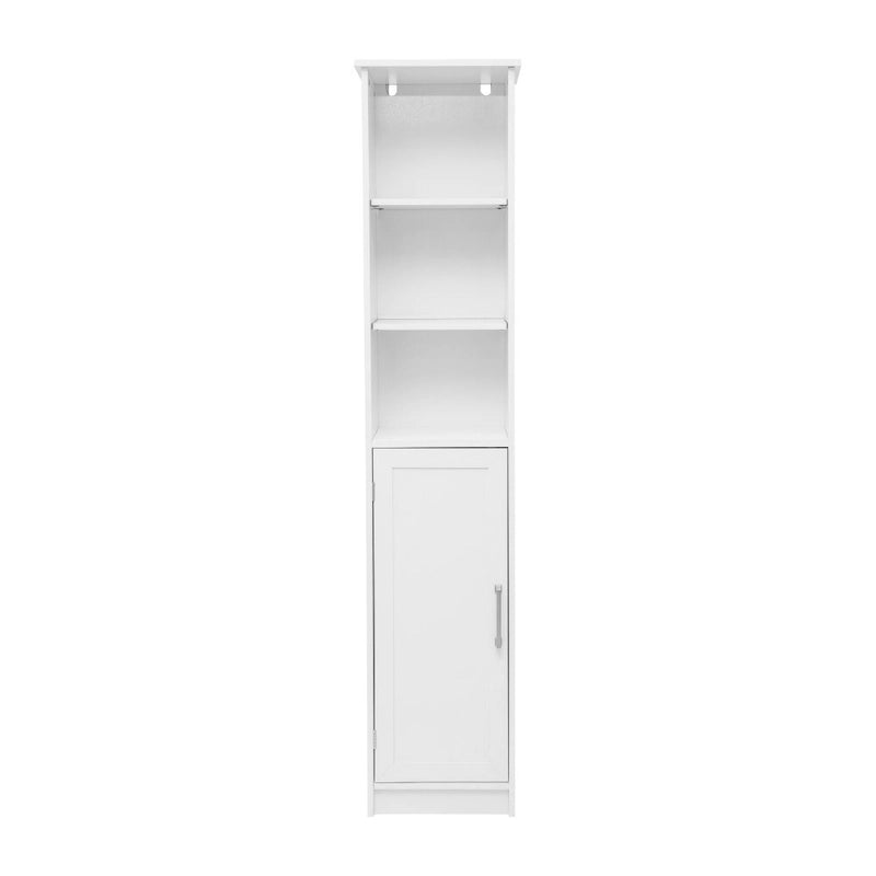 Colonne de rangement de salle de bain autoportante moderne avec étagères et porte à fermeture magnétique