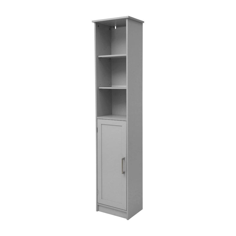 Colonne de rangement de salle de bain autoportante moderne avec étagères et porte à fermeture magnétique