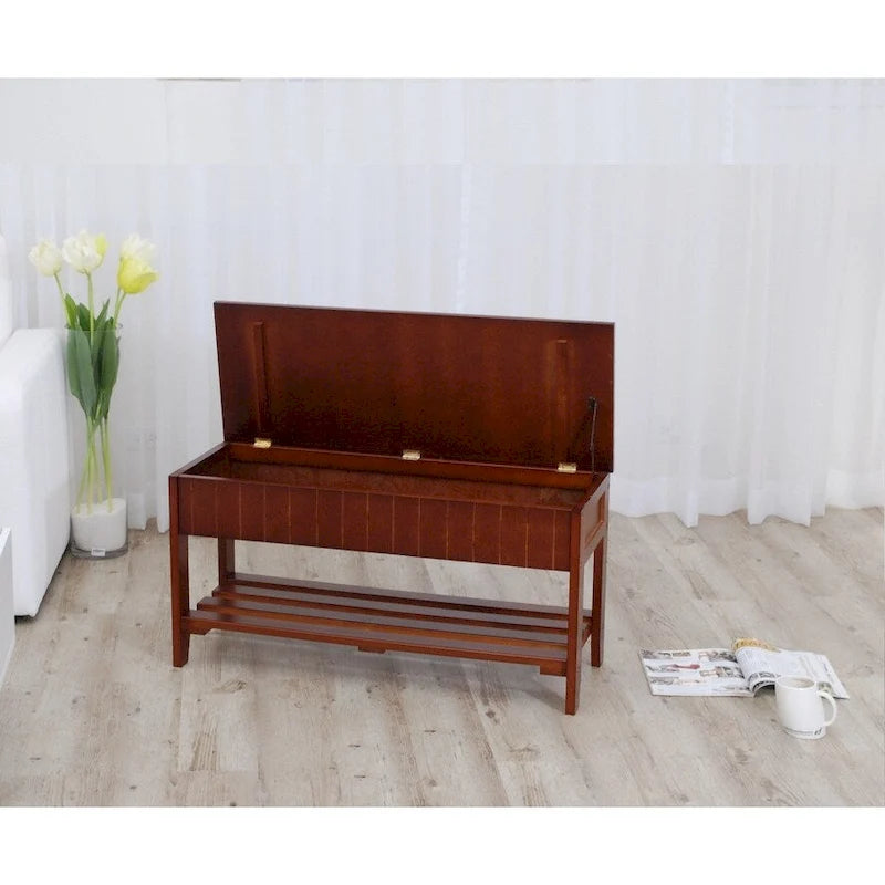 Banc à chaussures en bois massif de qualité avec rangement