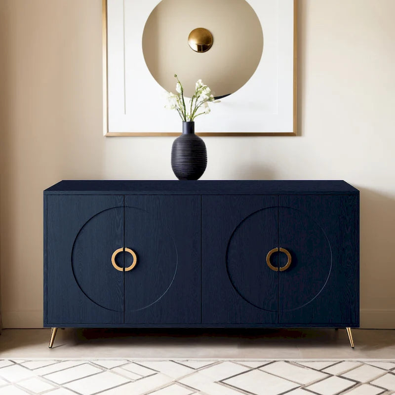 Armoire de rangement moderne en bois laqué 4 portes, pour le salon